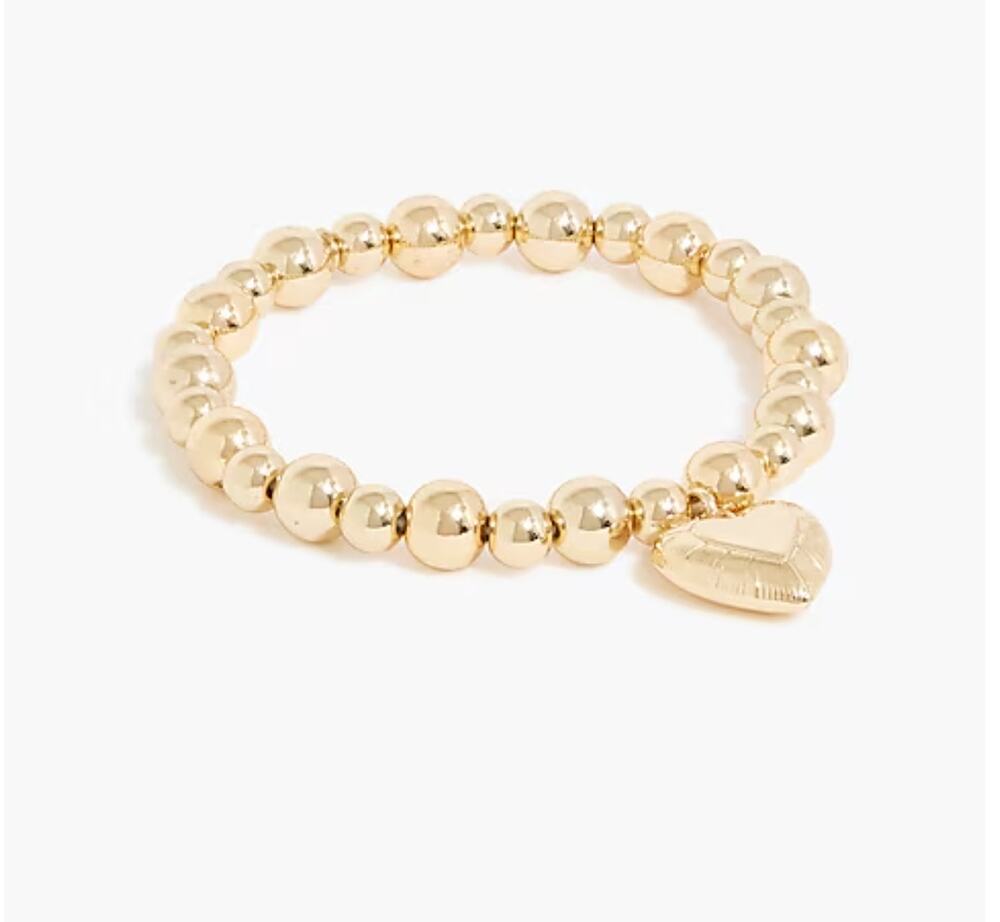 NWT J. Crew Gold Heart Bauble Bracelet